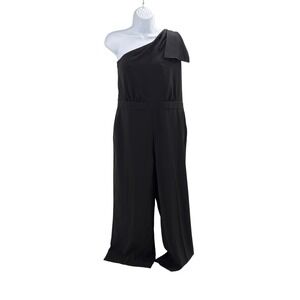 Black One Shoulder Jumpsuit Sleeveless Straight Leg Cocktail Evening Formal